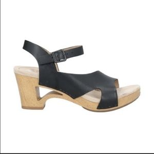 Dansko Black Wooden Heeled Clogged Sandle Size 40